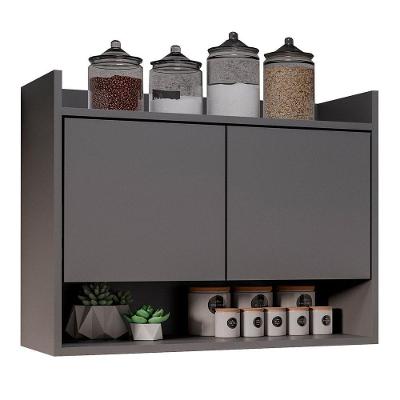 Armário De Cozinha Aéreo 71cm 2 Portas 1 Nicho Ceci Z34 Grafite - Mpozenato