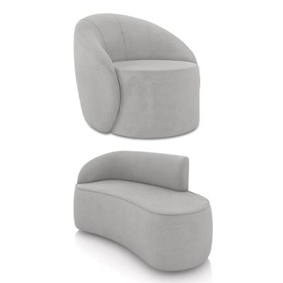 Sofá 2 Lugares Orgânico 140cm Morgan E Poltrona Lua Suede Cinza D03 - D'rossi