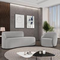 Sofá 2 Lugares Orgânico 140cm Morgan E Poltrona Lua Suede Cinza D03 - D'rossi - 2