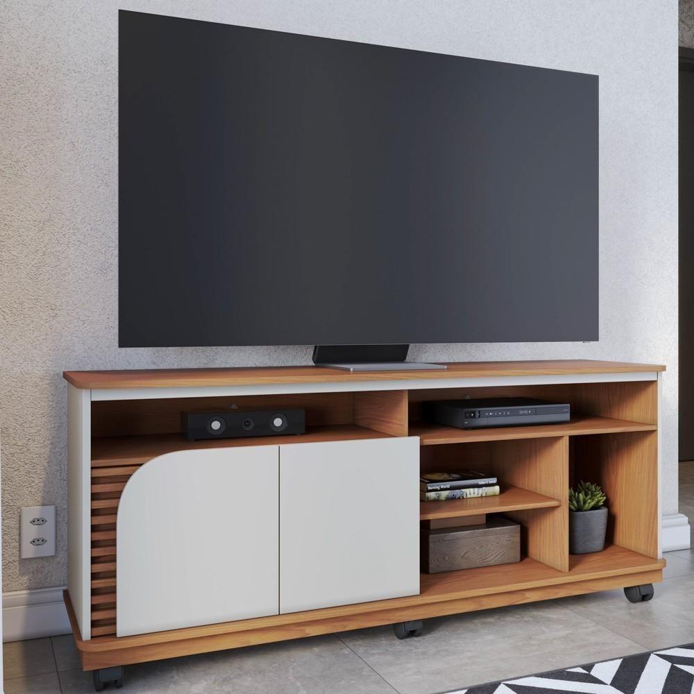 Rack Para Sala Bancada De Tv 65 Pol 150cm Madrid C05 Freijó/off White Matte - Mpozenato - 3