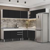 Armário De Cozinha Modulado De Canto 7 Peças Cp24 Com Pia Inox Branco/preto - Lumil - 3