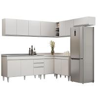 Armário De Cozinha Modulado De Canto 7 Peças Cp24 Com Pia Inox Branco - Lumil - 1