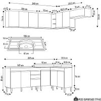 Armário De Cozinha Modulado De Canto 7 Peças Cp24 Com Pia Inox Branco - Lumil