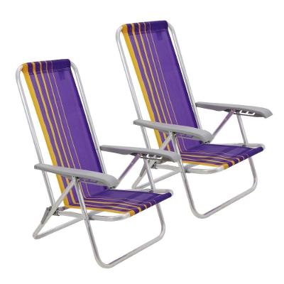 Kit 2 Cadeira De Praia Camping Reclinável Alumínio Bali Roxo Tramontina