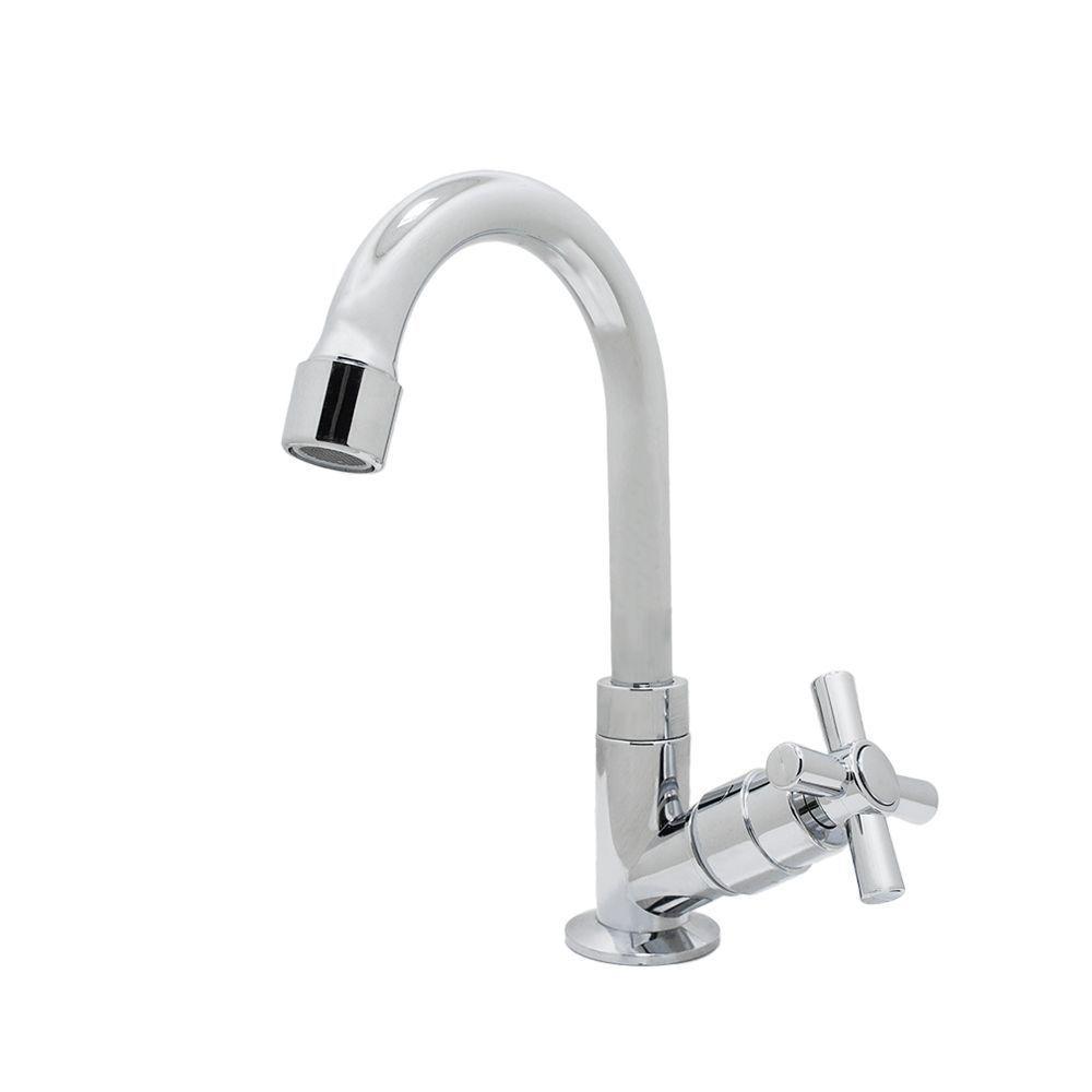 Torneira Lavatório Banheiro Pia Bica Móvel Baixa Cromado Mesa 1/4 De Volta - 1