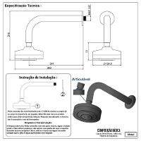 Chuveiro Ducha Autolimpante Redondo Preto Black Articulável Solar Ou A Gás - 8