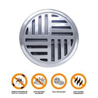 Ralo Grelha Anti-inseto Automático Inteligente Redondo 10x10cm Banheiro Lavatório Cromado Abs - 3