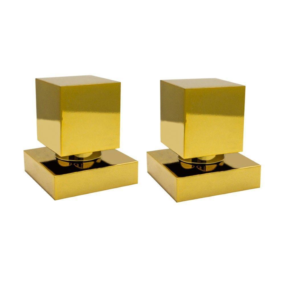 Kit 2 Acabamentos Registro Quadrado Dourado Brilhante Padrão Deca Metal Luxo - 1