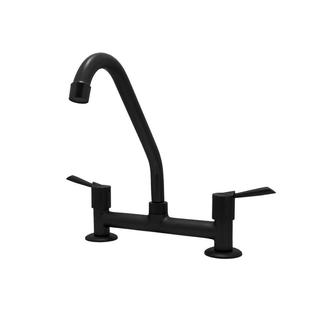 Torneira Misturador Cozinha 1/4 Volta Grafite Preto Fosco Pia Mesa Bancada Metal - 1