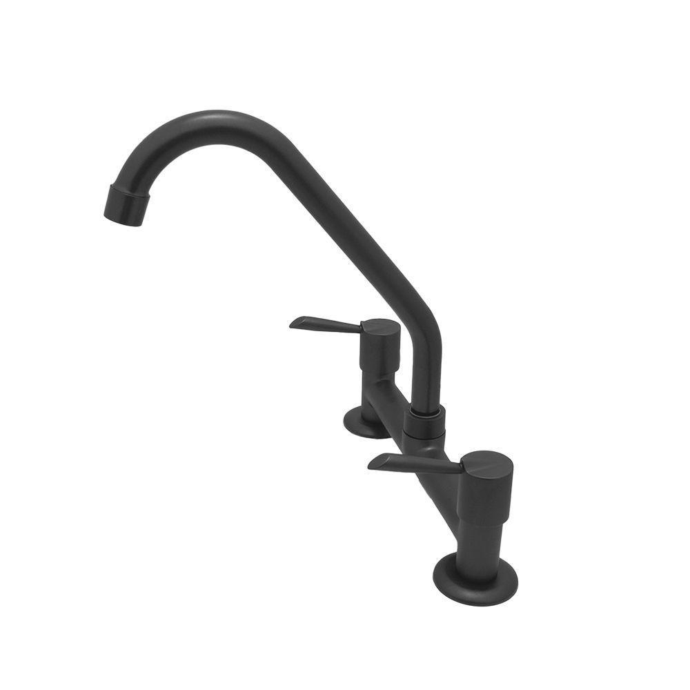Torneira Misturador Cozinha 1/4 Volta Grafite Preto Fosco Pia Mesa Bancada Metal - 3