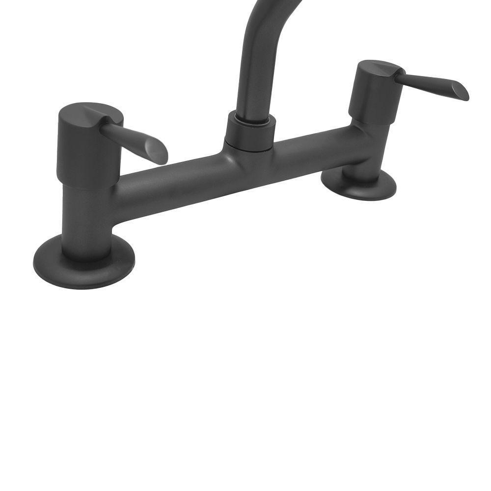 Torneira Misturador Cozinha 1/4 Volta Grafite Preto Fosco Pia Mesa Bancada Metal - 4