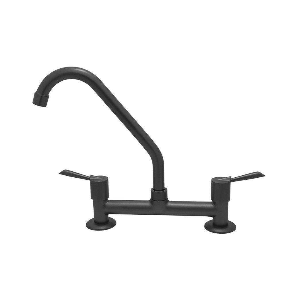 Torneira Misturador Cozinha 1/4 Volta Grafite Preto Fosco Pia Mesa Bancada Metal - 5