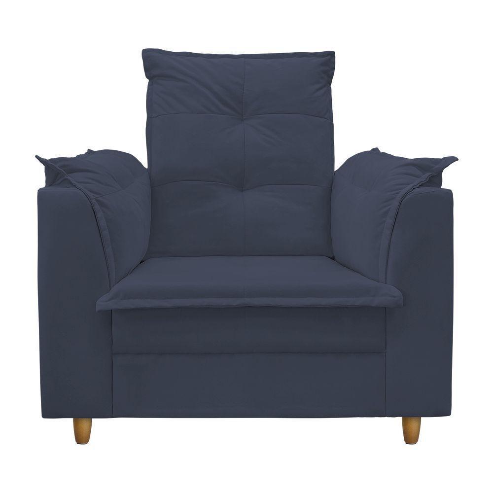 Poltrona De Amamentação Com Puff Isabella Luxo Isa Estofados Azul Marinho - 2