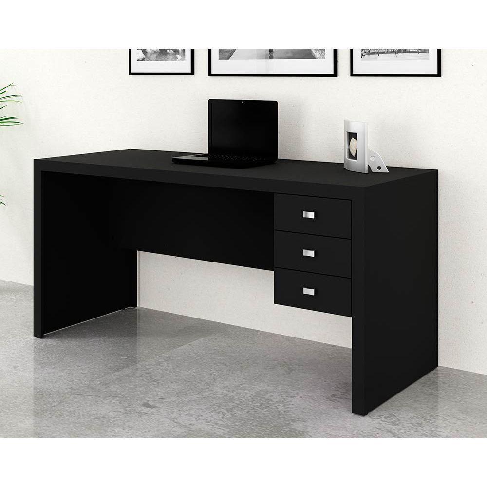 Escrivaninha P/ Escritório Me4113 C/ 3 Gavetas Preto - Tecno Mobili - 1