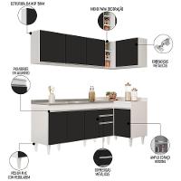 Armário De Cozinha Modulado De Canto Esquerdo 4 Peças Cp51 Com Pia Inox Branco/preto - Lumil - 3
