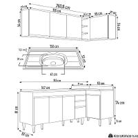 Armário De Cozinha Modulado De Canto Esquerdo 4 Peças Cp51 Com Pia Inox Branco/preto - Lumil