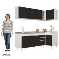 Armário De Cozinha Modulado De Canto Esquerdo 4 Peças Cp51 Com Pia Inox Branco/preto - Lumil - 5
