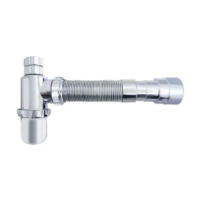 Sifão Pia Cozinha Sanfonado Tubo Extensível Com Copo Universal Cromado 55cm