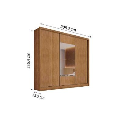 Guarda Roupa Casal Arezzo Plus 3 Portas de Correr 6 Gavetas Freijó Cumaru MDF