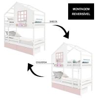 Beliche Casinha Com Janela 02 Gavetas Rosa E Grade De Proteção Madeira Maciça Branco/ Rosa Housin - 5