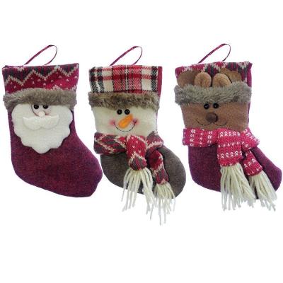 Kit 6 Peças Decoração Natal Bota Meia Rena Papai Noel Boneco Neve Natalino 18cm