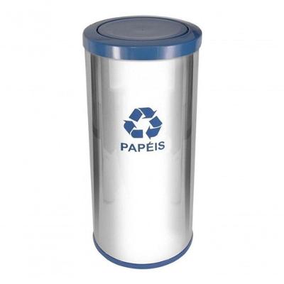Lixeira Em Aço Inox Com Tampa Meia Esfera Plástica 50 Litros