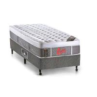 Cama Box Solteiro: Colchão Molas Castor Pocket Light Stress Oxygen New Plush + Base SL Gold Star Suede Gray(88x188) - 1