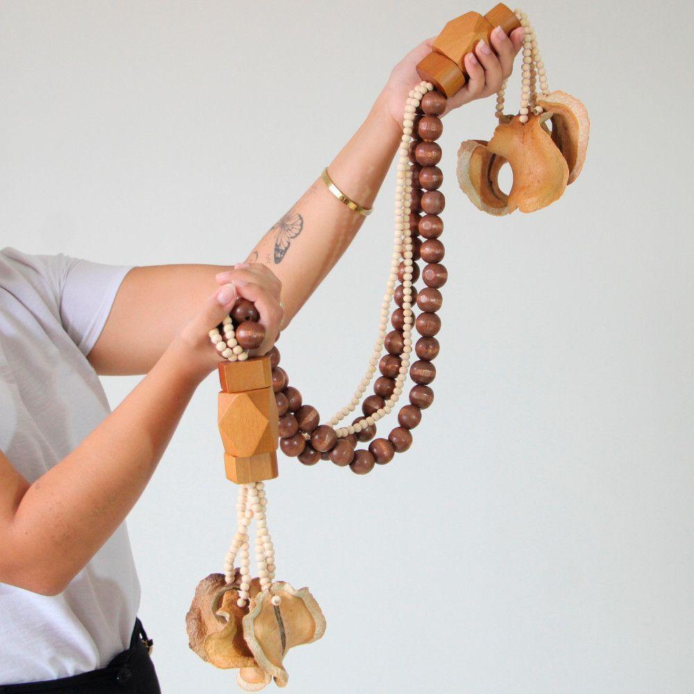 Colar De Mesa Decorativo Naru 117 Cm Moderna Mobília Marrom / Natural - 3