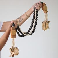 Colar De Mesa Decorativo Naru 117 Cm Moderna Mobília Preto/natural