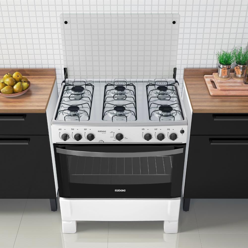 Fogão De Piso 6 Bocas A Gás Branco Itatiaia Waves Bivolt Com Acendimento Automático - 1
