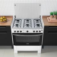 Fogão De Piso 6 Bocas A Gás Branco Itatiaia Waves Bivolt Com Acendimento Automático - 1