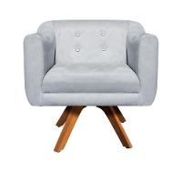 Kit 02 Poltronas Giratória Julia Suede Base Madeira - 5