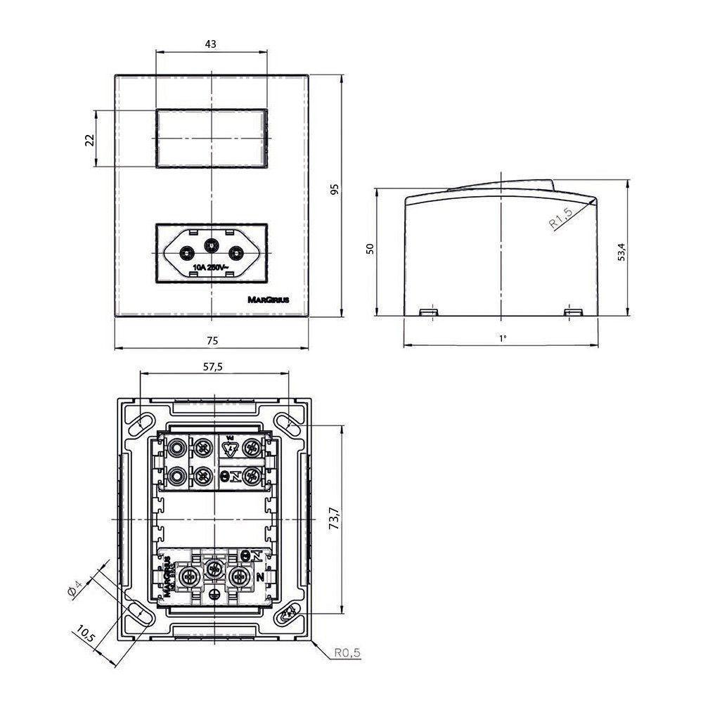 Caixa De Sobrepor Com Suporte Margirius Sleek 75x95 Para 2 Módulos Distanciados Branca - 2