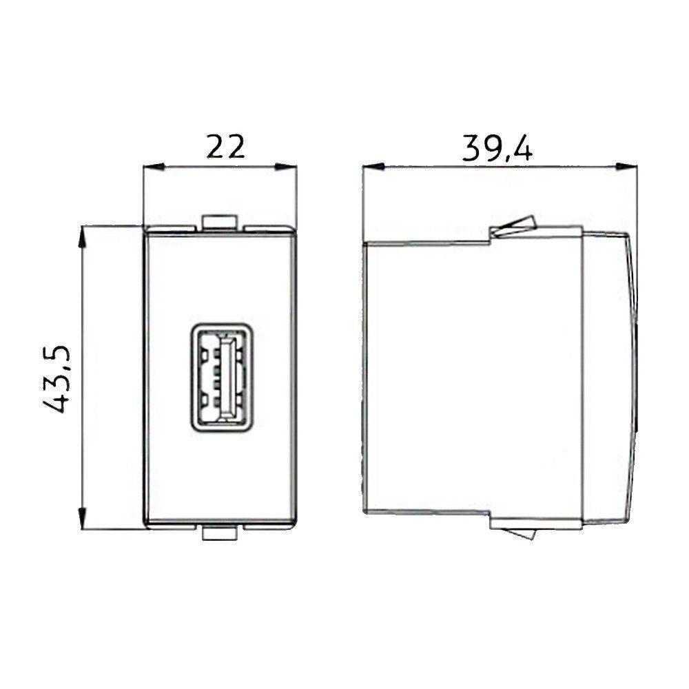 Módulo Tomada Carregador Usb-c Margirius Sleek 2a 10W Preto Ebony - 2