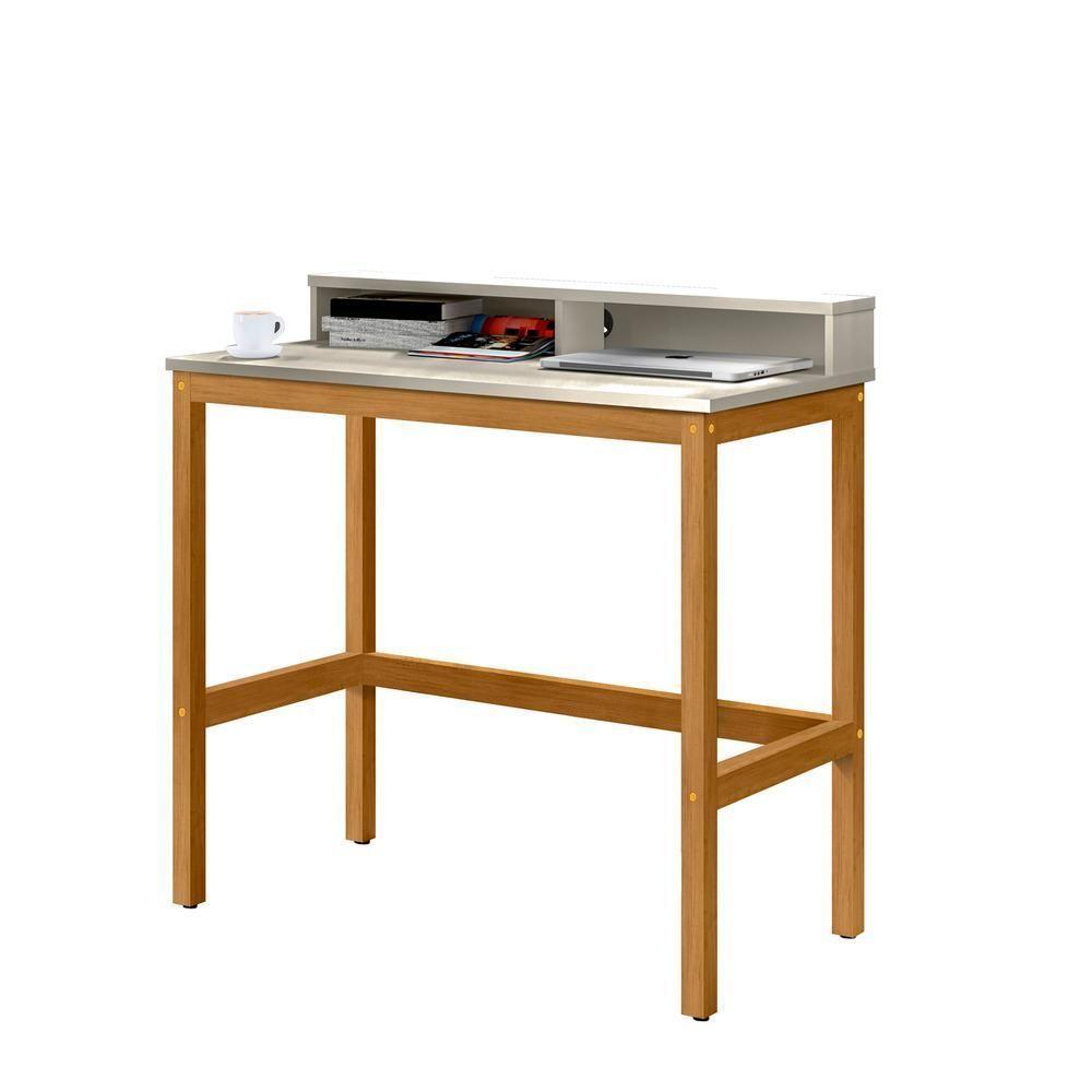 Escrivaninha 2 Nicho Em Mdf Califórnia Off White E Nature 110cm - 1