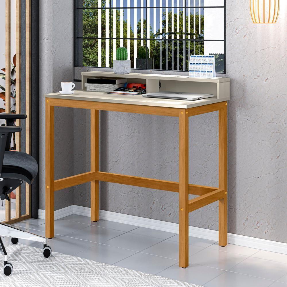 Escrivaninha 2 Nicho Em Mdf Califórnia Off White E Nature 110cm - 2