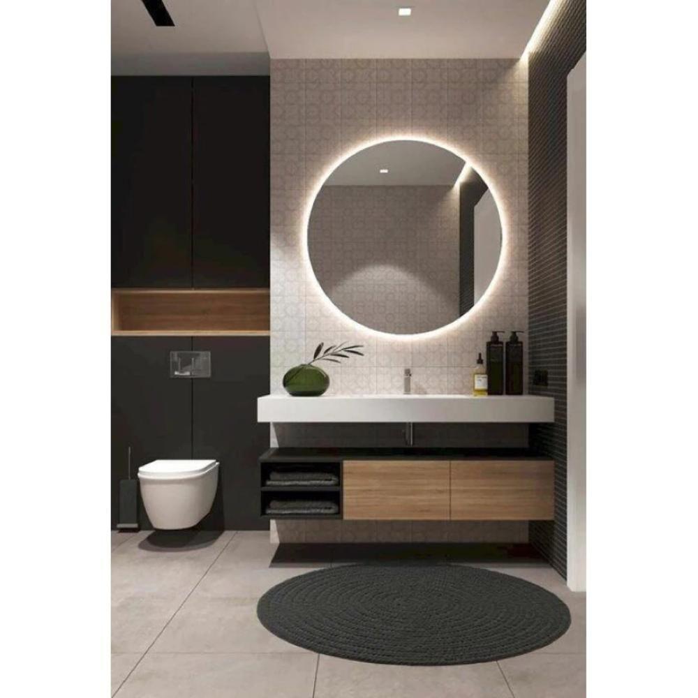 Espelho Redondo Com Led Branco Frio 60x60 Com Fonte Bivolt Branca - 3