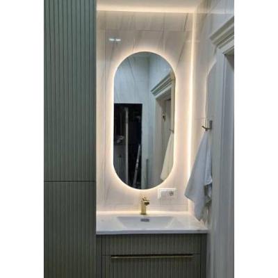 Espelho Oval Com Led Branco Frio 90x45 Com Bateria Branca