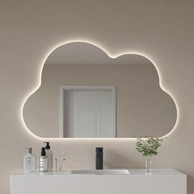 Espelho Desenho De Nuvem Com Led Branco 70x60 Com Bateria Branca