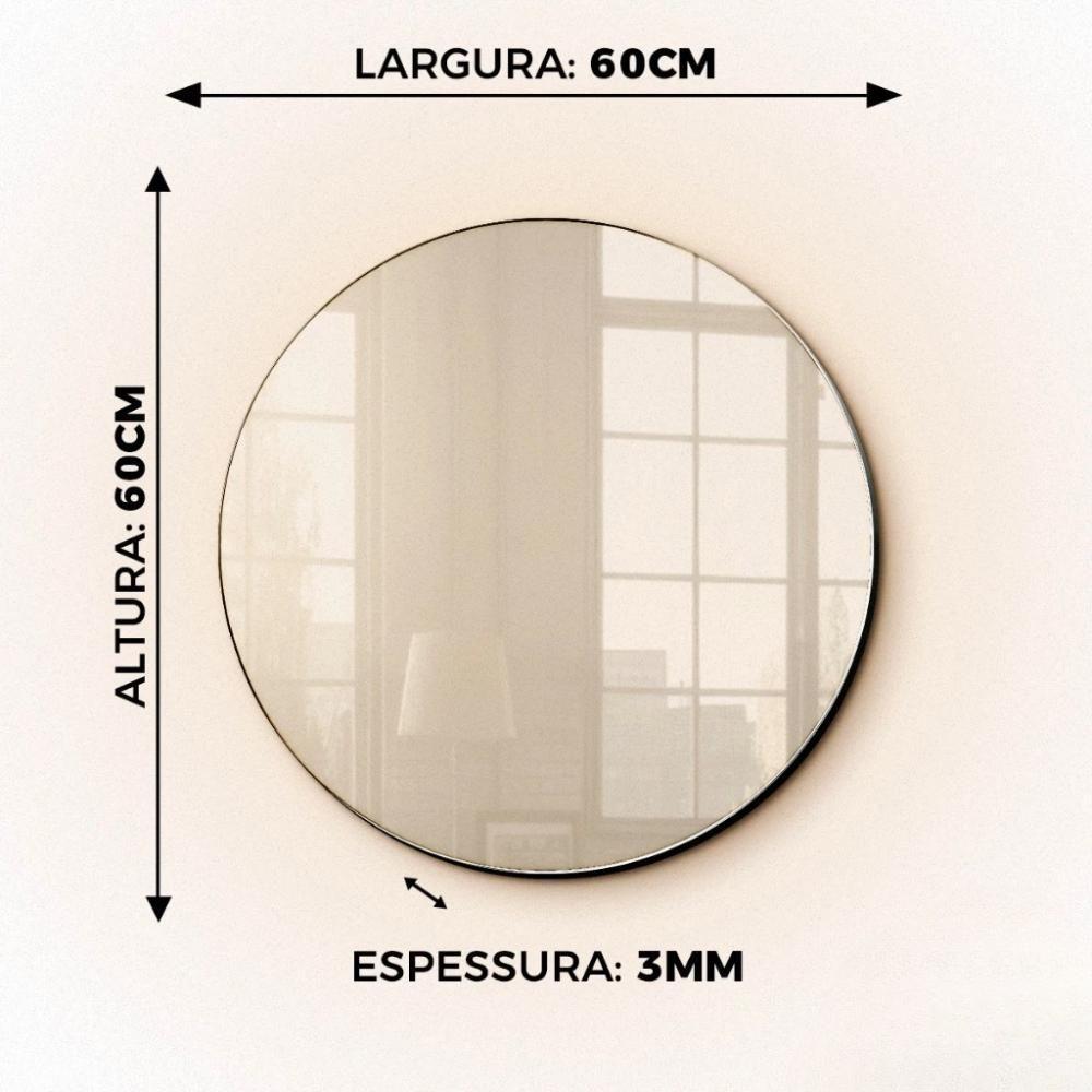 Espelho Redondo Com Led Branco Quente 60x60 Com Fonte Bivolt Amarelo - 2