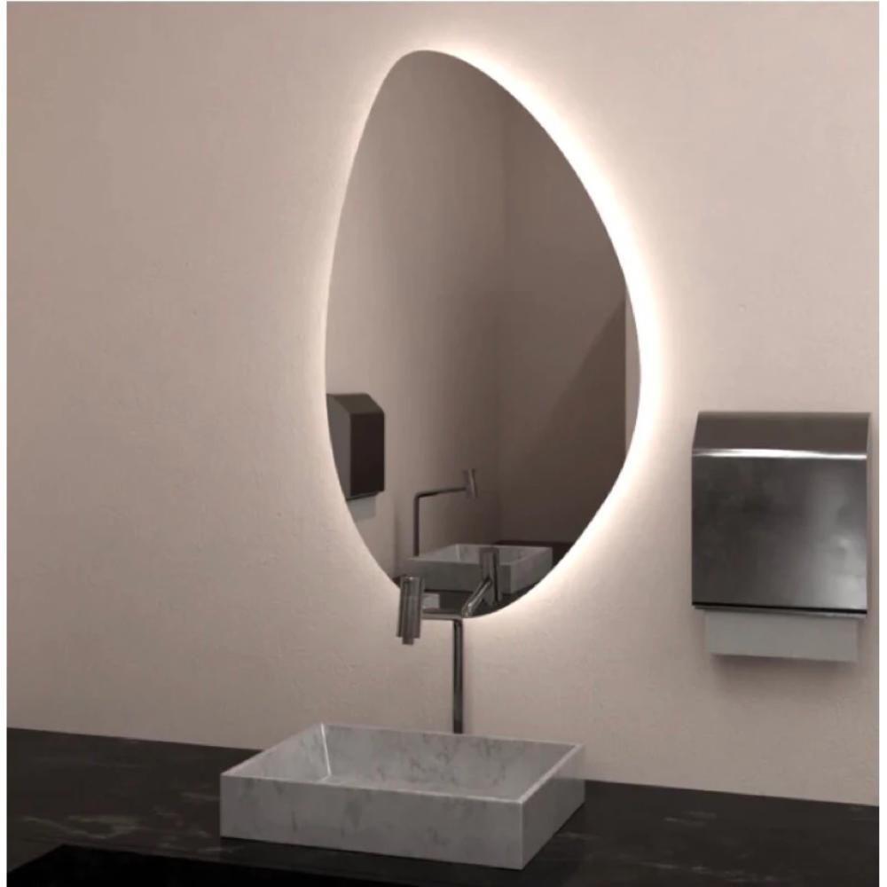 Kit 2 Espelhos Orgânico Com Led Amarelo 60x40 Com Fonte Bivolt Amarelo - 1