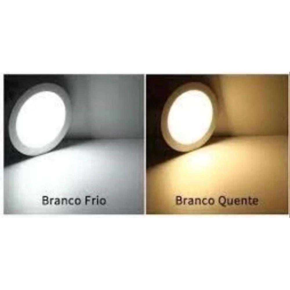 Espelho Redondo Com Led Branco Quente 30x30 Com Fonte Bivolt Amarelo - 4