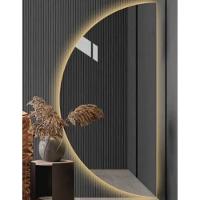 Espelho Meia Lua Moderno De Led Amarelo Blogueira 100x60 Fonte Bivolt Amarelo - 1