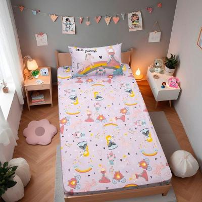 Jogo De Cama Portallar Solteiro Malha Mista Joy Princesas Magicas 2 Peças Rosa