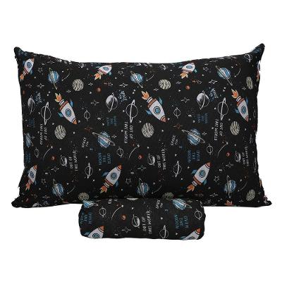 Jogo De Cama Solteiro Portallar Malha Misto Estampado Space Fun 2 Pçs Com Elástico Preto