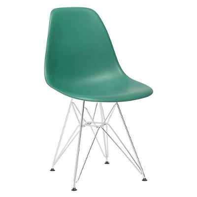 Cadeira Eames Eiffel Dkr Com Base De Metal Cromado Verde Escuro Verde-escuro