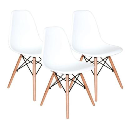Kit 3 Cadeiras Modernas Eiffel Cor Branca Com Base Palito, Ideal Para Cozinha Ou Jantar