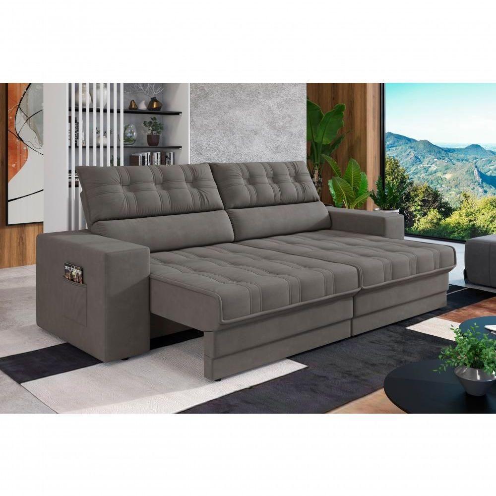 Sofá Oscar Plus 2,06m Retrátil/reclinável Suede Cinza - Xflex - 1