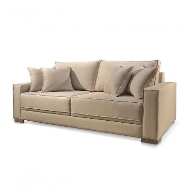 Sofá 2 Lugares Fixo Living Hotello Suede Bege Medio 1,80m