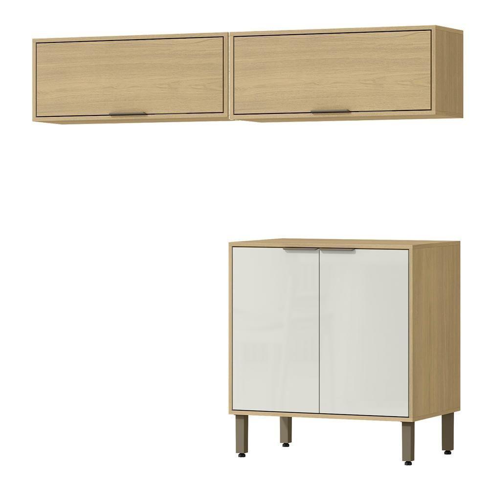 Armarios Lavanderia 3 Modulos 160 Cm Glor Castanho Off White Mxm - 1